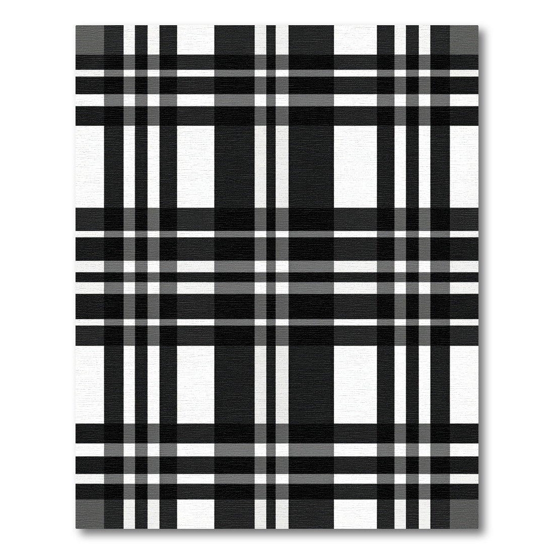 Classic Black White Plaid Stripes Rug