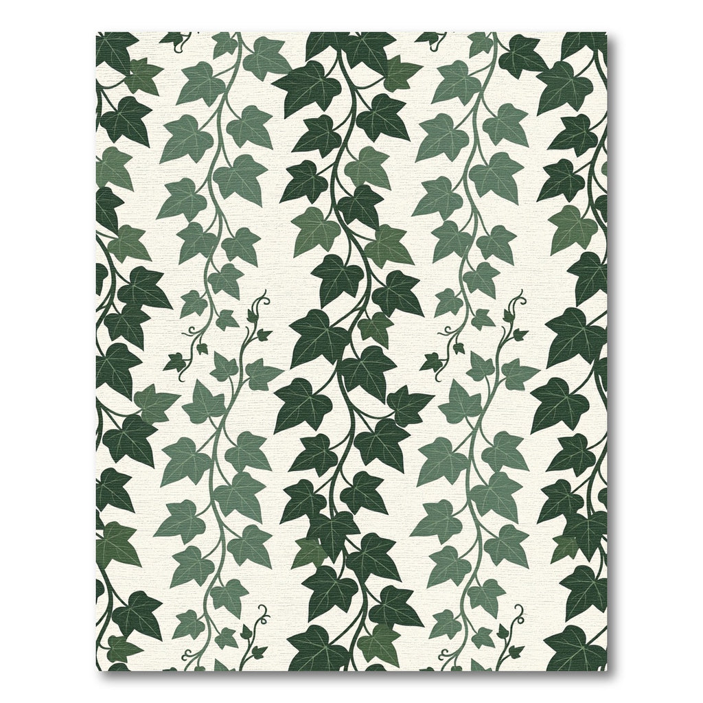 Lush Forest Green Ivy Vertical Vine Rug