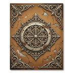 Ornate Damask Medallion Terracotta Filigree Rug
