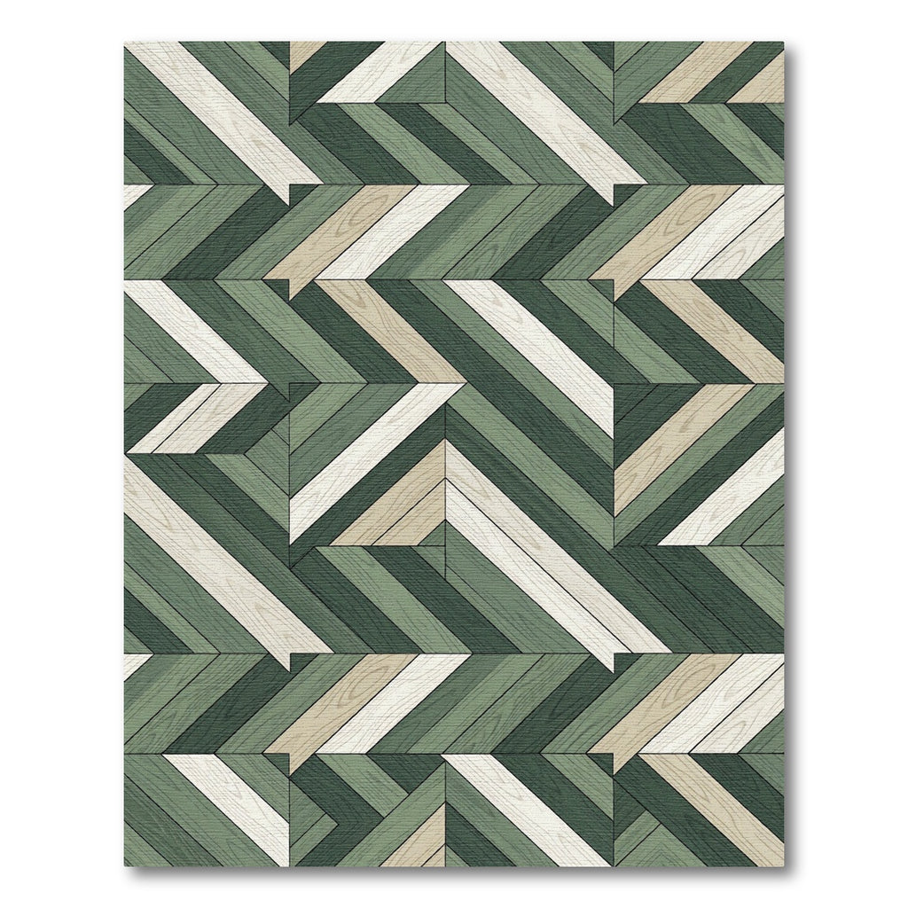 Modern Sage Geometric Chevron Plank Rug