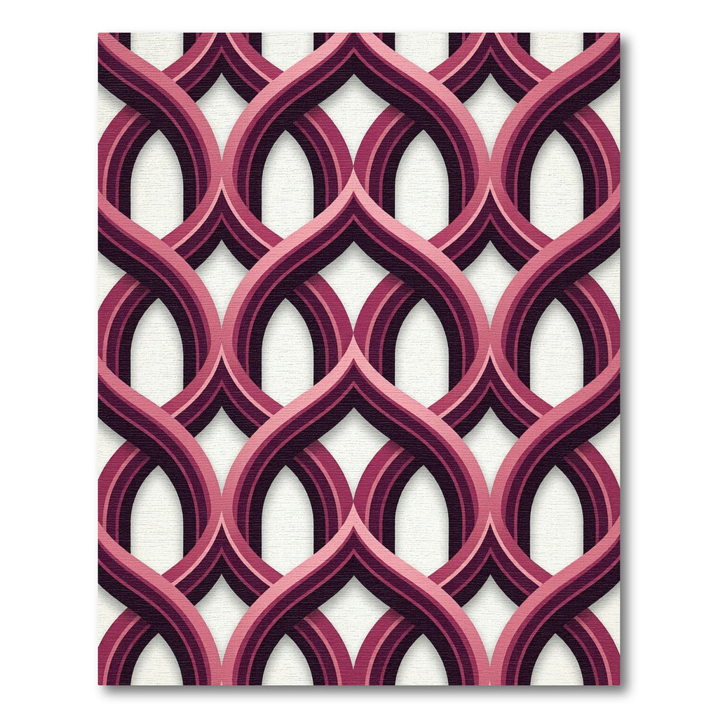 Art Deco Burgundy Interlocking Arch Rug