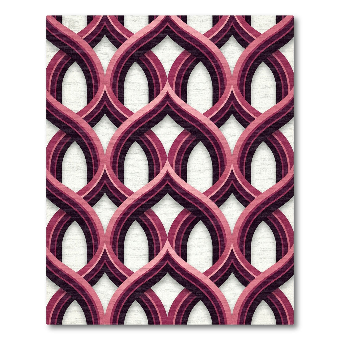 Art Deco Burgundy Interlocking Arch Rug