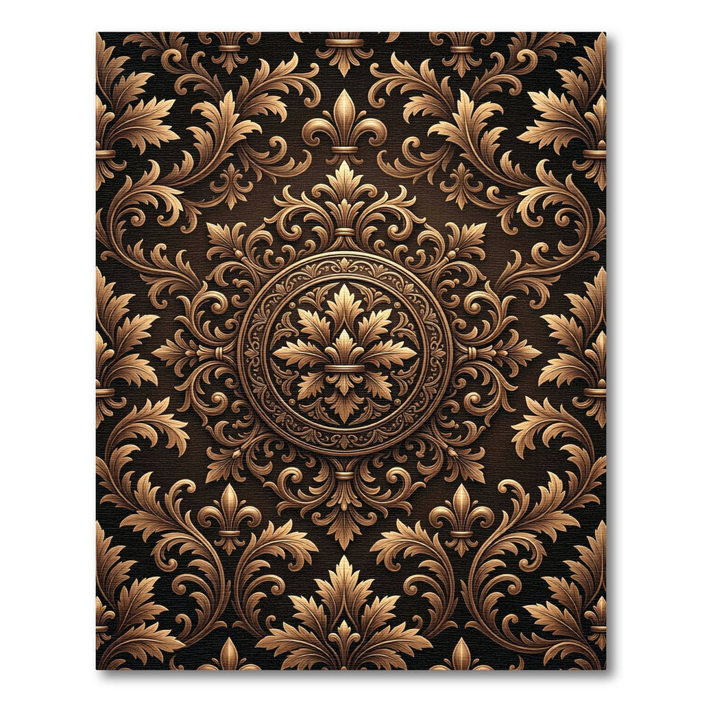 Antique Gold Scrollwork Medallion Rug