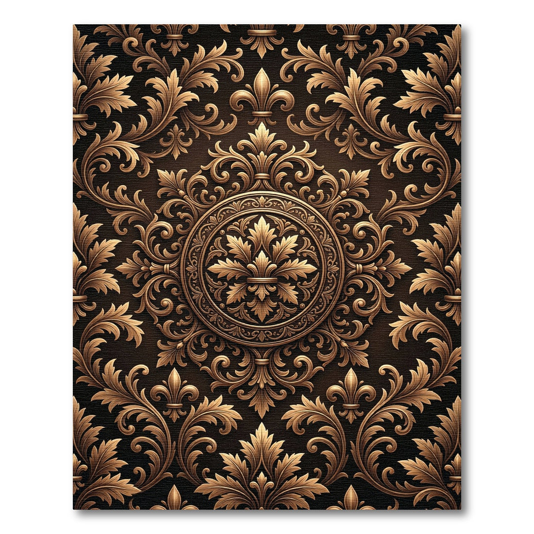 Antique Gold Scrollwork Medallion Rug