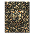 Gilded Foliage Ornate Black Shield Crest Rug