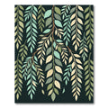 Lush Green Botanical Willow Leaf Art Rug