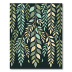 Lush Green Botanical Willow Leaf Art Rug