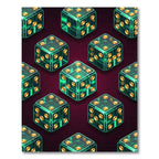 Emerald Green Isometric Golden Dice Grid Rug