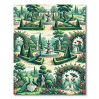Regal Garden Scene with Peacocks and Roses Rug