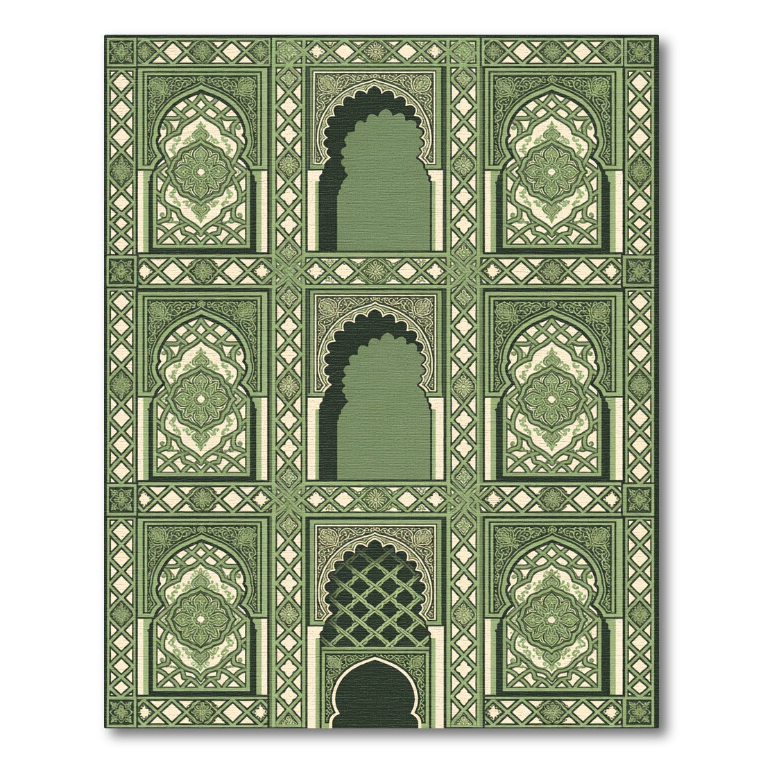 Art Deco Green Arch Medallion Rug