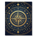 Celestial Golden Compass Navy Decor Rug