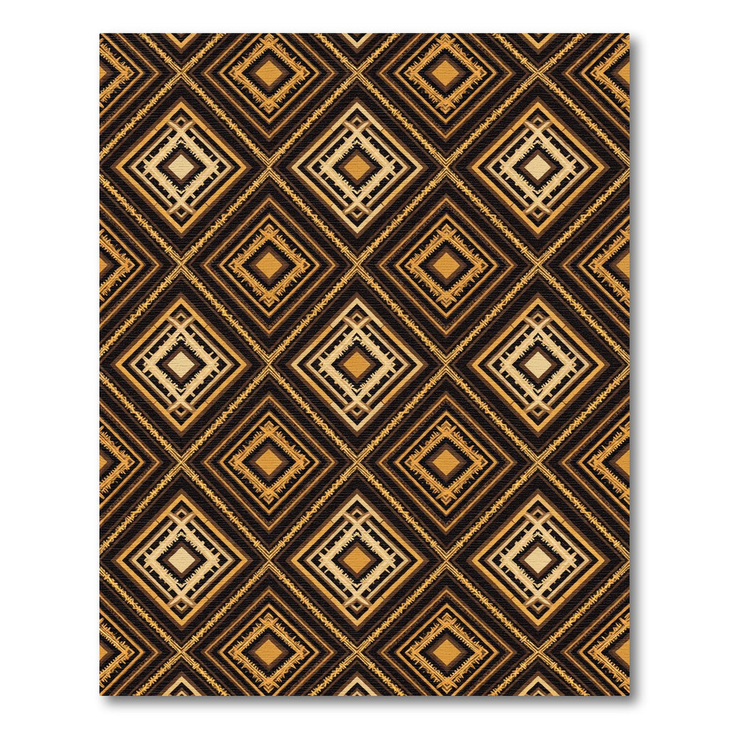Golden Brown Art Deco Diamond Pattern Rug