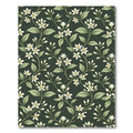 White Blossom Vines Dark Emerald Rug