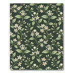 White Blossom Vines Dark Emerald Rug