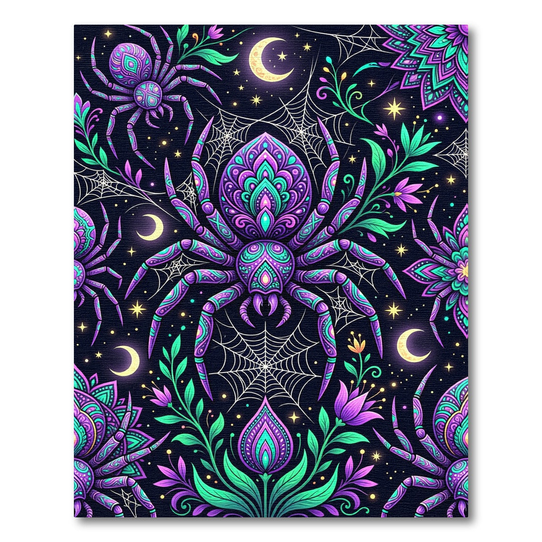 Mystic Purple Teal Celestial Spider Flora Rug