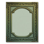 Ornate Green Gold Arch Oval Rug
