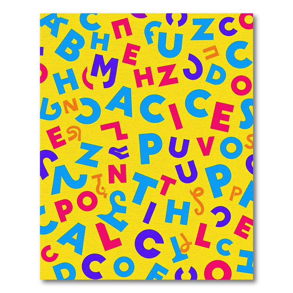 Bright Alphabet Collage Yellow Rug