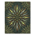 Olive Green Radiant Geometric Star Burst Rug