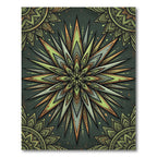 Olive Green Radiant Geometric Star Burst Rug
