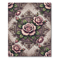 Vintage Dusty Rose Floral Filigree Medallion Rug