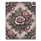 Vintage Dusty Rose Floral Filigree Medallion Rug