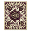 Elegant Burgundy Cream Floral Damask Rug