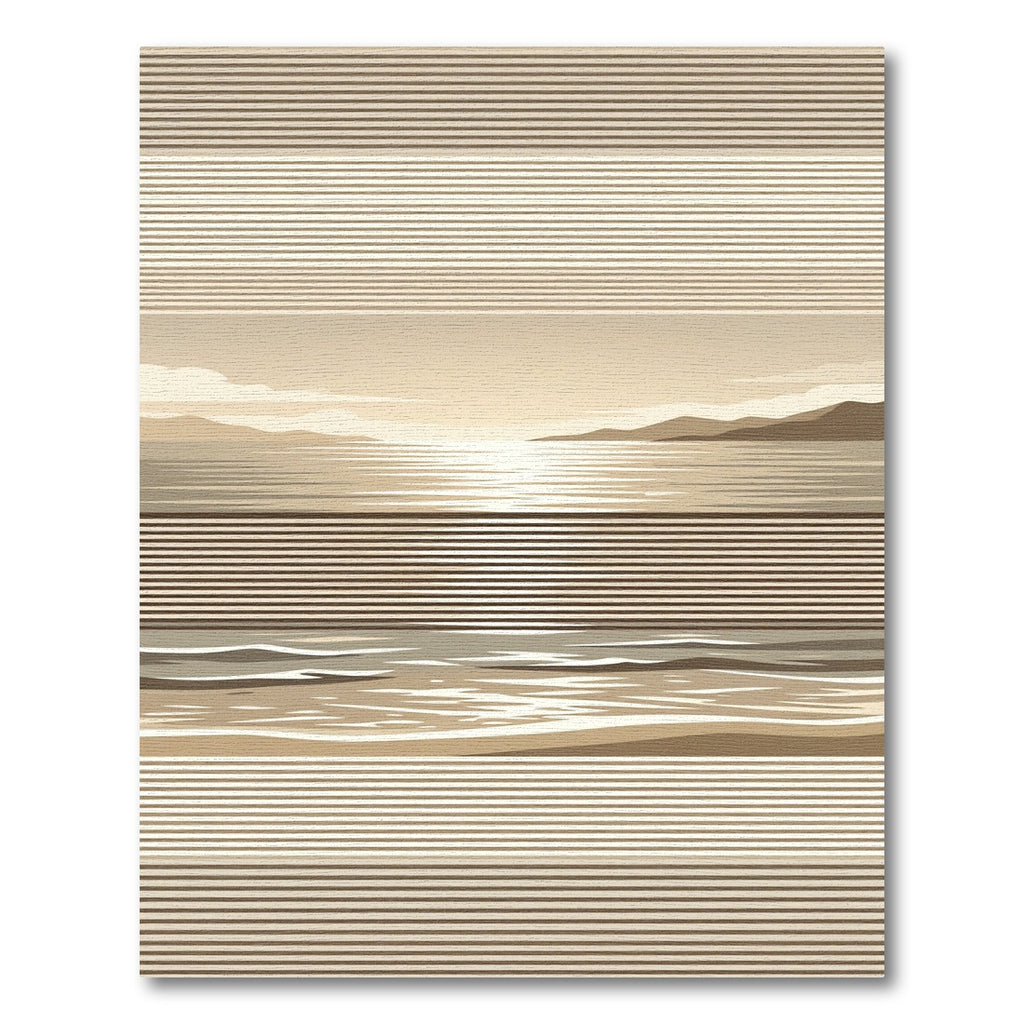Minimalist Beige Striped Landscape Horizon Rug