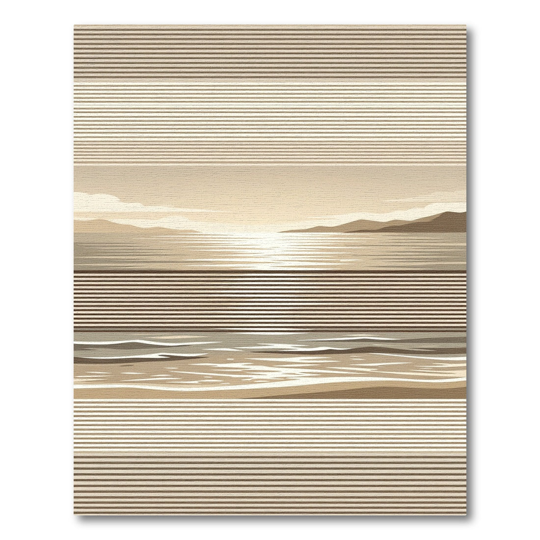 Minimalist Beige Striped Landscape Horizon Rug