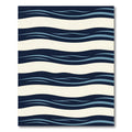 Modern Navy and Cream Wavy Stripe Rug