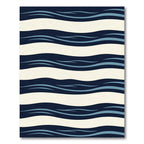 Modern Navy and Cream Wavy Stripe Rug