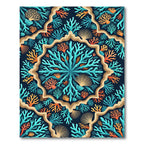 Blue Orange Coral Sea Mandala Rug