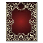 Elegant Cream Laurel Wreath Burgundy Rug