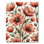 Coral Poppy Blossom Botanical Art Rug