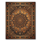 Golden Orange Floral Medallion Rug