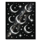 Celestial Silver Crescent Moon Galaxy Rug