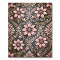 Elegant Pink Clematis Floral Damask Rug