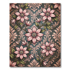 Elegant Pink Clematis Floral Damask Rug