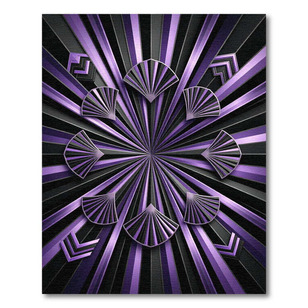 Art Deco Fan Purple Geometric Radial Rug