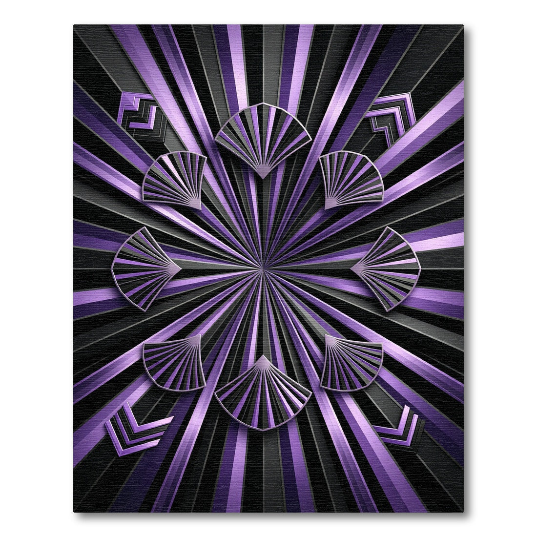 Art Deco Fan Purple Geometric Radial Rug