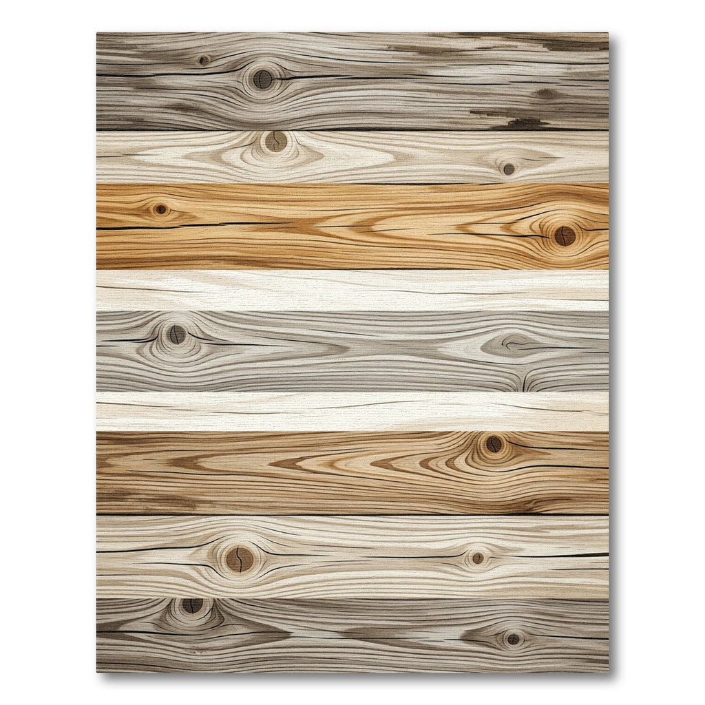 Rustic Neutral Toned Horizontal Wood Striped Rug