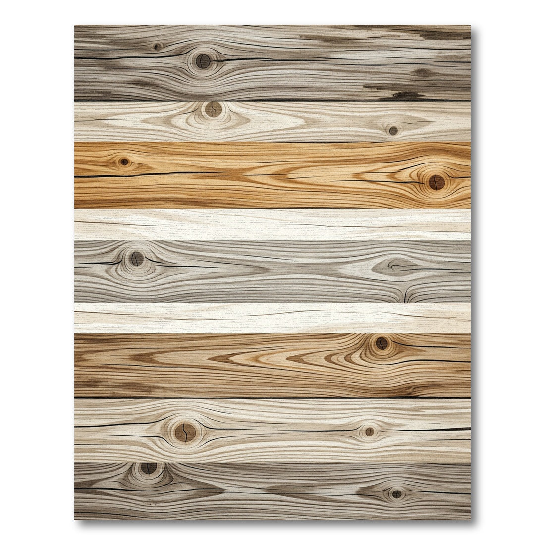 Rustic Neutral Toned Horizontal Wood Striped Rug