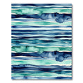 Watercolor Ocean Waves Teal Blue Stripes Rug