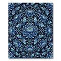 Elegant Blue Chrysanthemum Floral Symmetry Rug
