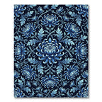 Elegant Blue Chrysanthemum Floral Symmetry Rug