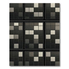 Modern Dark Gray Subtle Grid Rug