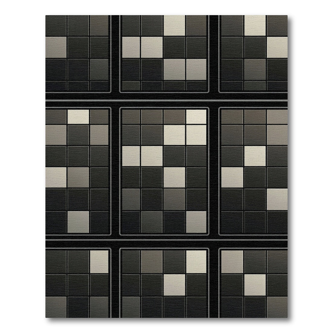 Modern Dark Gray Subtle Grid Rug
