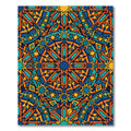 Vibrant Geometric Amber Teal Star Medallion Rug