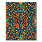 Vibrant Geometric Amber Teal Star Medallion Rug