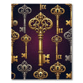 Ornate Golden Skeleton Key Illustration Rug