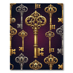 Ornate Golden Skeleton Key Illustration Rug